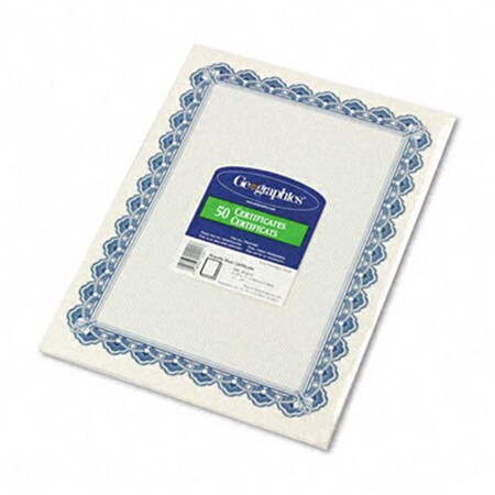 Geographics Parchment Paper Certificates 8-1/2 x 11 Blue Royalty Border, 50PK GE32477